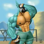  anthro avian biceps bird breath_of_the_wild clothed clothing invalid_tag kass_(zelda) male muscular muscular_male nintendo rito solo the_legend_of_zelda topless video_games yaudizz 