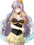  ayasugi_tsubaki beyond_the_nobles black_eyes breasts choker cleavage collarbone cowboy_shot flower hair_flower hair_ornament hairband highres idolmaster idolmaster_(classic) long_hair looking_at_viewer medium_breasts miniskirt parted_lips pleated_skirt shijou_takane silver_hair simple_background sketch skirt solo standing very_long_hair white_background yellow_flower yellow_hairband yellow_skirt 