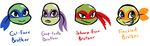  2017 anthro bandanna brothers donatello_(tmnt) english_text freckles group inkyfrog leonardo_(tmnt) looking_at_viewer male mask michelangelo_(tmnt) model_sheet raphael_(tmnt) reptile scalie shell sibling simple_background smile teenage_mutant_ninja_turtles text tooth_gap turtle white_background 
