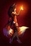  2013 anthro brown_fur brown_hair digitigrade erinkitty feline female fire fur hair lynx mammal neotheta nude simple_background solo standing yellow_eyes 