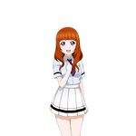  a-rise artist_request bangs blunt_bangs long_hair looking_at_viewer love_live! love_live!_school_idol_festival love_live!_school_idol_project necktie official_art open_mouth orange_hair pleated_skirt school_uniform short_sleeves skirt smile solo striped striped_neckwear thigh_gap transparent_background utx_school_uniform yuuki_anju 