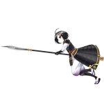  ahoge armor black_hair bug dragonfly full_body gloves hair_ornament holding holding_weapon insect kanzaki_karuna odaki_(oshiro_project) official_art oshiro_project oshiro_project_re polearm purple_eyes short_hair solo spear transparent_background weapon 