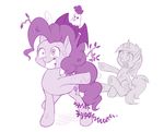  2017 cockatrice_(mlp) cutie_mark dstears duo earth_pony equine female feral friendship_is_magic hair horn horse insane lyra_heartstrings_(mlp) mammal monochrome my_little_pony pinkie_pie_(mlp) pony simple_background unicorn white_background 