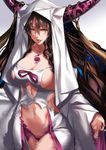  :d bangs bare_shoulders black_hair breasts cleavage collarbone commentary_request cowboy_shot detached_sleeves facial_mark fate/extra fate/extra_ccc fate/grand_order fate_(series) forehead_mark highres horn_ornament horns karlwolf large_breasts long_hair long_sleeves looking_at_viewer mature navel open_mouth panties parted_lips purple_panties revealing_clothes sesshouin_kiara sideboob smile solo stomach underwear veil very_long_hair wavy_hair wide_sleeves yellow_eyes 