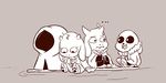  ... 2015 alternate_universe animated_skeleton anthro asgore_dreemurr boat bone boss_monster caprine chibi female goat group littletale male mammal monochrome mudkipful river_person_(undertale) sans_(undertale) skeleton toriel undead undertale vehicle video_games water 