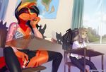  anthro breasts classroom clothed clothing duo female legwear lizard manticore masturbation matemi panties panties_aside pussy reptile scalie school sitting smile spread_legs spread_pussy spreading thigh_highs underwear underwear_aside 