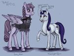  2017 blush dialogue duo english_text equine female feral friendship_is_magic grey_background horn inky_rose_(mlp) mammal moonlight_raven_(mlp) my_little_pony pegasus phathusa purple_eyes raised_leg simple_background size_difference smile text unicorn wings yellow_eyes 