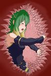  1girl detached_sleeves eyes_closed female ganima green_hair multicolored_hair open_mouth original profile vore 