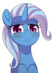  2017 blush equine female feral friendship_is_magic hair hi_res hooves horn long_hair looking_at_viewer mammal momomistress multicolored_hair my_little_pony purple_eyes simple_background smile solo trixie_(mlp) two_tone_hair unicorn white_background 