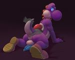  2017 anus balls blue_eyes butt butt_grab clothing dinosaur footwear half-closed_eyes hand_on_butt hi_res looking_back male mario_bros nintendo nude open_mouth penis roy_arashi scalie solo_focus spikes video_games yoshi 
