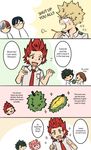  bakugou_katsuki boku_no_hero_academia comic durian english food fruit iida_tenya kirishima_eijirou midoriya_izuku school_uniform speech_bubble spiked_hair text_focus todoroki_shouto uraraka_ochako zann 