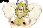  anothermeekone anthro armpit_hair asgore_dreemurr beard body_hair body_writing chest_hair crown crying disembodied_penis facial_hair fur hands_behind_head horn humiliation jewelry male muscular muscular_male nipple_clamp nipples nude open_mouth pecs peeing penis shaking simple_background tears undertale urine video_games watersports 