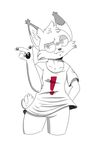  bubsy bubsy_(series) clothed clothing exclamation feline fur lynx mammal partially_clothed paws pointing salamikii shirt t-shirt teeth video_games 
