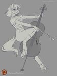  2015 anthro anthrofied bow_(stringed_instrument) bracelet breasts cello cleavage clothed clothing earth_pony equine eyewear female friendship_is_magic glasses hi_res horse jewelry lipstick makeup mammal monochrome musical_instrument my_little_pony necklace octavia_(idw) octavia_(mlp) phathusa piercing pony solo 