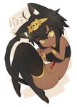  1girl animal_ears bastet_(p&amp;d) cat_ears cat_tail female jewelry midriff mofuaki navel open_mouth puzzle_&amp;_dragons solo tail yellow_eyes 
