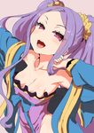 :d bad_id bad_twitter_id bow breasts chinese_clothes clearite collarbone fate/grand_order fate_(series) long_hair nipple_slip nipples no_bra open_mouth purple_eyes purple_hair scrunchie small_breasts smile solo wu_zetian_(fate/grand_order) 