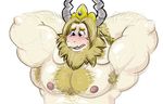  anothermeekone anthro armpit_hair asgore_dreemurr beard body_hair chest_hair crown crying facial_hair fur hands_behind_head horn jewelry male muscular muscular_male nipples nude open_mouth pecs simple_background tears undertale video_games 