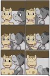  2017 anthro bed comic cub digital_media_(artwork) donkey duo equine female hair horse jennifer_(study_partners) lying male mammal mustelid on_bed open_mouth otter sarah_(study_partners) smile study_partners thunderouserections woody_(study_partners) young 