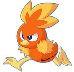  2_toes alpha_channel beak bird_feet blue_eyes feathers feral nintendo orange_feathers pok&eacute;mon prettypurple running simple_background toes torchic transparent_background video_games yellow_feathers 