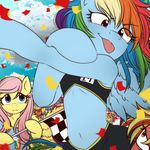  2015 angry anthro anthrofied blue_eyes blue_feathers blue_fur bra checkered_flag clothed clothing cloud cocky confetti confident crowd cute cutie_mark equine feathered_wings feathers female flag flat_chested fluttershy_(mlp) freckles friendship_is_magic fur group hair hi_res hooves horse long_hair mammal midriff multicolored_hair multicolored_tail my_little_pony navel outside pegasus pink_eyes pink_hair pony race rainbow_dash_(mlp) rainbow_hair rainbow_tail red_fur red_hair shirt sky smile smirk sports_bra stretching tongue tongue_out two_tone_hair umeguru underwear wings worried yellow_eyes yellow_feathers yellow_fur 