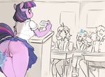  anthro bent_over blush breasts butt classroom clothed clothing desk earth_pony equine footwear friendship_is_magic glacierclear hair horn horse legwear looking_back magic mammal my_little_pony panties panties_aside pony purple_hair pussy school shirt shoes sitting skirt socks standing sweat trixie_(mlp) twilight_sparkle_(mlp) underwear underwear_aside unicorn 