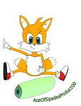  2017 aceofspadesproduc100 anthro blue_eyes canine clothing digital_media_(artwork) footwear fox fur gloves hair hi_res jumping male mammal miles_prower multi_tail nude pointy_ears shoes simple_background smile solo sonic_(series) spread_legs spreading video_games watermark white_background white_belly white_fur yellow_fur 