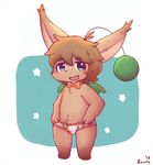  anthro blue_eyes blush bow_tie briefs brown_fur brown_hair bulge clothing cub final_fantasy fur hair male moogle navel open_mouth solo square_enix standing underwear video_games wings young zaaru 