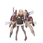  alternate_costume black_coat black_legwear black_neckwear blonde_hair breasts cannon cracking_knuckles double-breasted drill_hair full_body gloves hair_ornament large_breasts long_hair machinery microskirt military military_uniform necktie official_art pencil_skirt red_eyes rigging skirt smirk solo thighhighs transparent_background turret uniform warspite_(zhan_jian_shao_nyu) wave505 white_gloves zettai_ryouiki zhan_jian_shao_nyu 