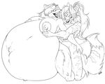  anthro belly big_belly big_breasts breasts canine dickgirl dickgirl/female duo eyes_closed eyewear female fenrir_lunaris glasses greyscale huge_breasts hyper hyper_belly inflation intersex intersex/female kneeling mammal monochrome nipples nude open_mouth sex thick_thighs 