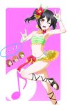  ... ...! 4girls ;d anibache bikini black_hair blush bow bracelet breasts chibi chibi_inset earrings eighth_note eyebrows_visible_through_hair flower green_nails hair_flower hair_ornament hibiscus hoshizora_rin jewelry koizumi_hanayo looking_at_viewer love_live! love_live!_school_idol_project multiple_girls musical_note nail_polish natsuiro_egao_de_1_2_jump! navel necklace nishikino_maki one_eye_closed open_mouth red_bow red_eyes red_ribbon ribbon short_hair short_twintails small_breasts smile speech_bubble spoken_ellipsis spoken_exclamation_mark star star_earrings swimsuit teeth twintails yazawa_nico 