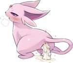  2017 ambiguous_gender anal anal_penetration anus blush breath butt cotora dildo dildo_sitting eeveelution espeon feral forked_tail fur half-closed_eyes looking_back mammal nintendo nude penetration pink_fur pok&eacute;mon sex_toy simple_background solo video_games white_background 