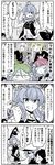  6+girls ^_^ ahoge arashi_(kantai_collection) belt blonde_hair blush bunny bunny_hair_ornament buttons cape clenched_hand closed_eyes collared_shirt comic eyepatch flat_cap flying_sweatdrops frog_hair_ornament gloves green_hair grin hair_between_eyes hair_ornament hand_on_hip hat highres kaga3chi kamen_rider kantai_collection kikuzuki_(kantai_collection) kiso_(kantai_collection) long_hair long_sleeves low-tied_long_hair low_twintails machinery messy_hair military military_hat miyuki_(kantai_collection) multiple_girls nagatsuki_(kantai_collection) neckerchief non-human_admiral_(kantai_collection) one_eye_closed open_mouth pale_face partially_colored peaked_cap pink_hair pleated_skirt red_hair rigging round_teeth satsuki_(kantai_collection) school_uniform serafuku shirt short_hair short_sleeves skirt smile sparkle sweatdrop teeth translated twintails uzuki_(kantai_collection) vest white_hair |_| 