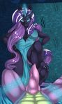  2016 absurd_res anthro artsenravenbrave barefoot blue_eyes clothed clothing duo equine eyeshadow faceless_male feet female foot_fetish footjob glowing hair hi_res horn humanoid_feet inside long_hair looking_at_viewer magic makeup male male/female mammal multicolored_hair my_little_pony nightmare_rarity_(idw) nude penis scalie sex spread_legs spreading unicorn vein 