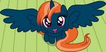  2017 badumsquish equine fan_character female hair horn kalianne looking_at_viewer mammal my_little_pony orange_hair purple_eyes sitting solo winged_unicorn wings 