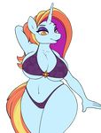  2017 absurd_res alpha_channel anthro anthrofied big_breasts bikini breasts cleavage clothed clothing equine female friendship_is_magic hi_res horn mammal my_little_pony sassy_saddles_(mlp) simple_background solo stunnerpony swimsuit transparent_background unicorn 