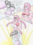  2017 anthro boxing braided_hair canine comic dialogue english_text equine fan_character female flicker-show hair honey_suckle_(oc) horse mammal muscular muscular_female my_little_pony pigtails pony size_differences sport text 