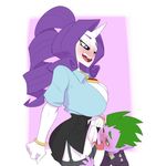  age_difference bigdad blush breasts duo female friendship_is_magic horn humanoid jewelry male male/female my_little_pony necklace open_mouth rarity_(mlp) size_difference smile spike_(mlp) tongue tongue_out 