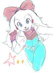  anthro blue_eyes bow breasts canine clothed clothing dog eyelashes fay_spaniel female fully_clothed fur gloves h_futako long_ears mammal nintendo open_mouth open_smile sketch smile solo star_fox video_games white_fur 
