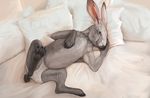  anthro bed butt claws clothing cosmiclife female flat_chested hi_res lagomorph lying mammal multi_nipple nipples panties paws rabbit semi-anthro spread_legs spreading underwear 