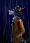  2017 anix anthro blue_hair clothing coat digital_media_(artwork) fur furrytiger_2012 hair hat male night raining sad sergal solo standing tears wet 