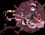  black_background black_hat broom character_name diesdi_girardiere fire flame full_body hat long_hair looking_at_viewer mole nega parted_lips pixiv_witch_craft_school red_footwear shoes solo witch_hat 