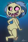  2017 butt digital_media_(artwork) doll female ghost hotel_transylvania humanoid looking_at_viewer looking_back mammal nipples not_furry nude possession simple_background smile solo spirit young zekromlover 