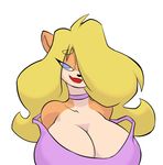 anthro big_breasts bigdad blonde_hair breasts cleavage clothed clothing female hair huge_breasts looking_at_viewer makeup mammal rodent smile solo squirrel 