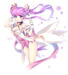  :o aisha_(elsword) back_bow bow crescent crescent_earrings dimension_witch_(elsword) earrings elsword gloves highres jewelry long_hair looking_at_viewer magical_girl pink_skirt purple_eyes purple_hair skirt solo twintails white_background white_gloves xes_(xes_5377) 