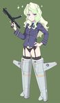  blonde_hair blue_eyes commentary_request crossover diana_cavendish garter_belt gun little_witch_academia long_hair meow_(nekodenki) panties sterling_smg strike_witches striker_unit submachine_gun thighhighs underwear weapon world_witches_series 