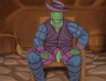  argonian balls bard clothed clothing hi_res looking_at_viewer male noodlewd open_pants partially_retracted_foreskin penis presenting presenting_penis scales scalie sitting solo tavern the_elder_scrolls uncut vein video_games 