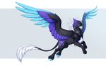  avian beak black_fur blue_feathers cutie_mark fan_character feathered_wings feathers feral fur hair hippogryph jay-kuro my_little_pony paws simple_background solo white_hair wings 