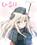  black_dress blonde_hair blue_eyes character_name cropped_jacket dress garrison_cap hair_between_eyes hat huyukaaki juliet_sleeves kantai_collection long_hair long_sleeves puffy_sleeves solo twitter_username u-511_(kantai_collection) 