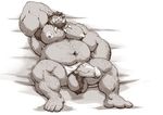  2017 anthro balls beard biceps boar body_hair chest_hair erection facial_hair grisser hair humanoid_penis looking_at_viewer male mammal muscular muscular_male nipples nude pecs penis porcine simple_background solo towel tusks 