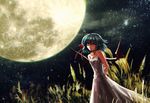  alternate_costume bad_id bad_pixiv_id bare_arms bare_shoulders bat_wings blue_hair commentary_request dress fang full_moon jewelry lastdark looking_at_viewer moon night night_sky outdoors pendant pointy_ears red_eyes remilia_scarlet short_hair sky smile solo star_(sky) starry_sky strapless strapless_dress touhou tube_dress white_dress wings 